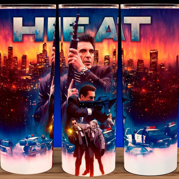 Heat 90s Al Pacino - Val Kilmer - Robert De Niro Movie Cup Mug Tumbler - Picture 1 of 3